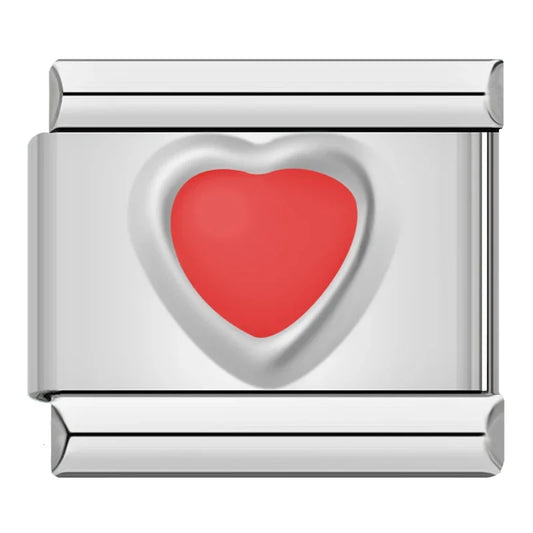 Red Heart Italian Silver Charm