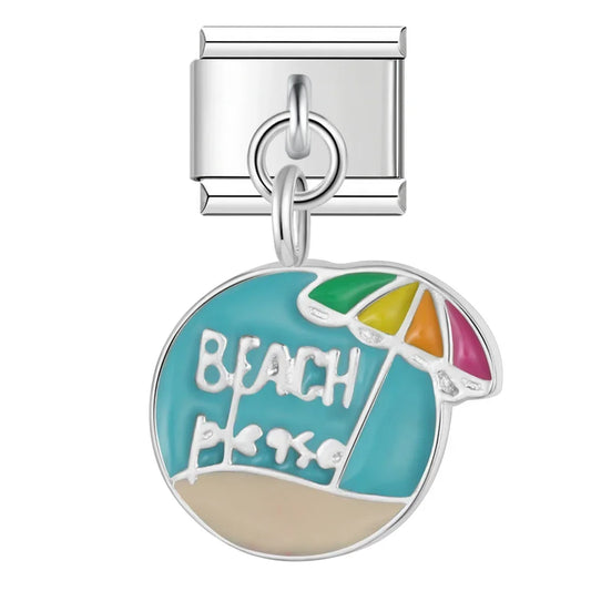 Beach Peace Italian Dangle Silver Charm