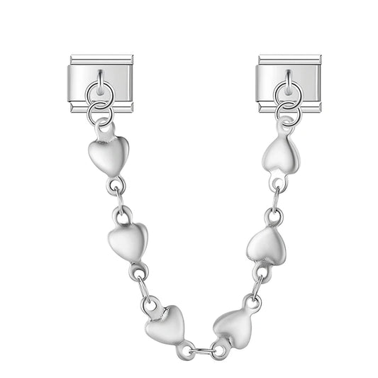 Heart Chain Italian Dangle Silver Charm