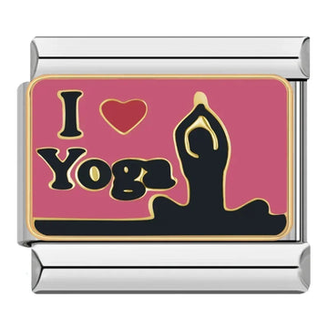 I Love Yoga Italian Silver Charm
