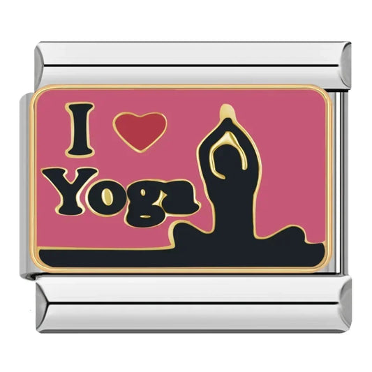 I Love Yoga Italian Silver Charm