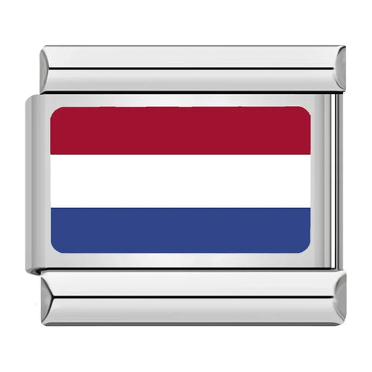 Netherlands Country Flag Italian Silver Charm