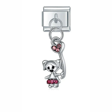 Girl In Love Italian Dangle Silver Charm