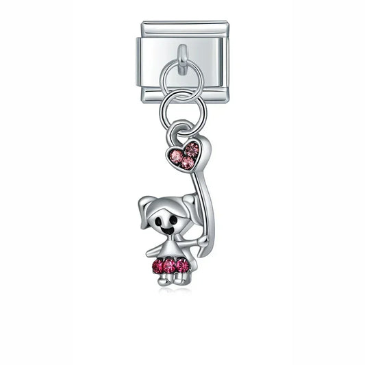 Girl In Love Italian Dangle Silver Charm