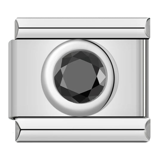 Circle Gem Italian Silver Charm