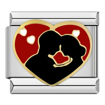 Heart And Couple Italian Silver Charm