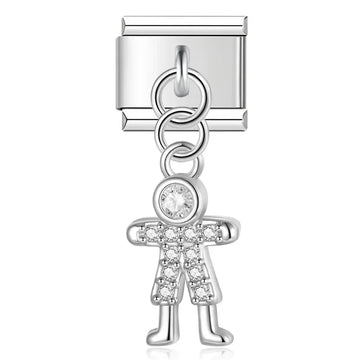 Crystal Man v1 Italian Dangle Sliver Charm