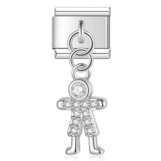 Crystal Man v1 Italian Dangle Sliver Charm