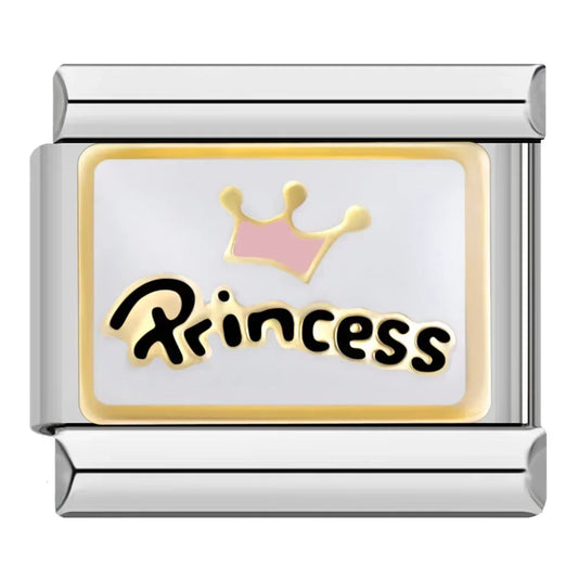 Princess Pink Crown Italian Silver Charm