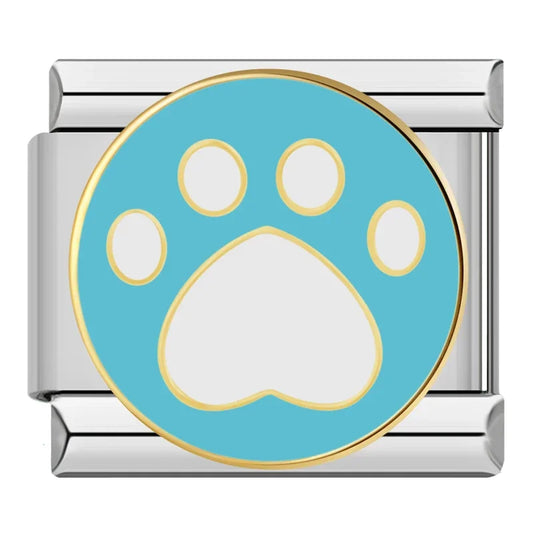 Blue Paw Print Italian Silver Charm