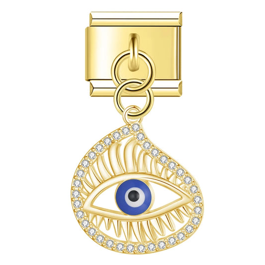 Evil Eye v18 Italian Dangle Gold Charm