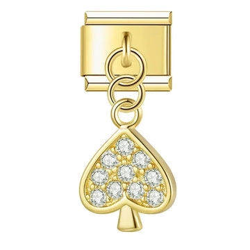 Crystal Blackjack Italian Dangle Gold Charm