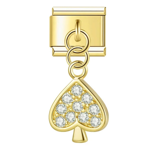 Crystal Blackjack Italian Dangle Gold Charm