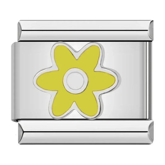 Yellow Daisy Flower Italian Silver Charm