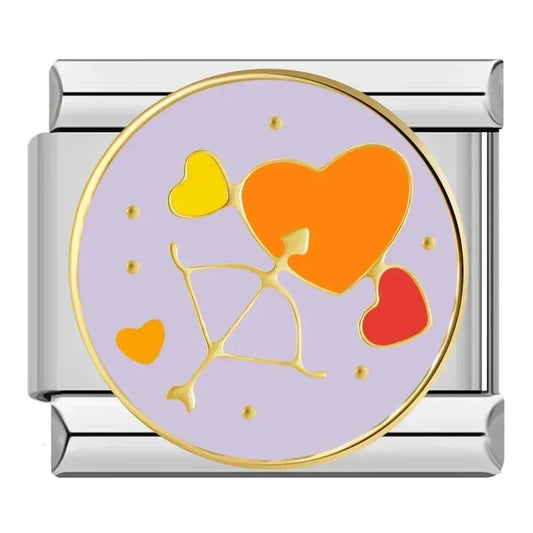 Arrow And Hearts Italian Silver Charm