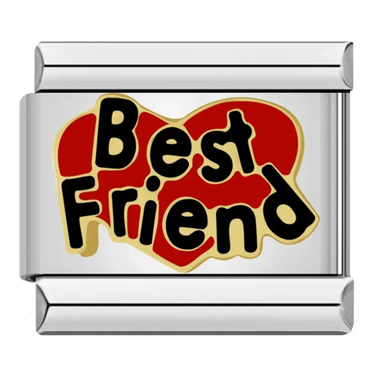 Best Friend Red Heart Italian Silver Charm
