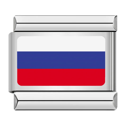 Russia Country Flag Italian Silver Charm