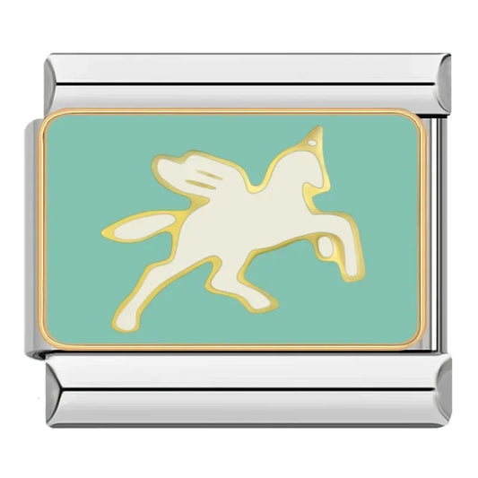 Green Pegasus Italian Silver Charm