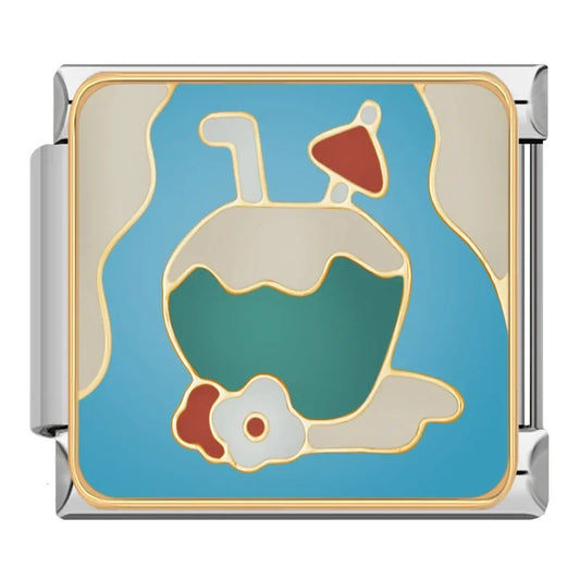 Coconut Drink Italian Silver Charm