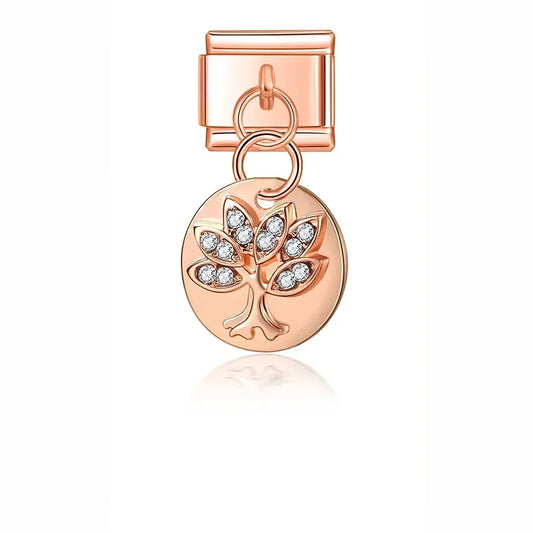 Tree Of Life Italian Dangle Rose Charm