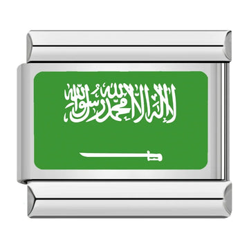 Saudi Arabia Country Flag Italian Silver Charm