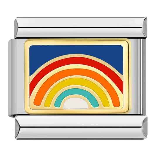 Rainbow Blue Sky Italian Silver Charm