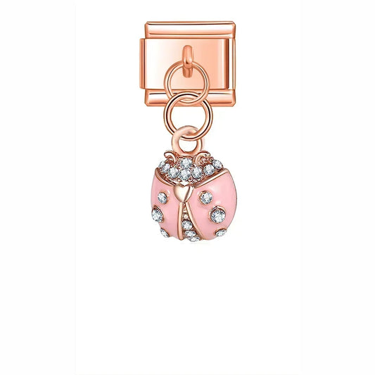 Ladybug Italian Dangle Rose Charm