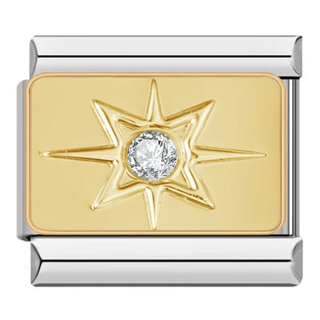 Gold Star with Crystal Italian Silve Charm