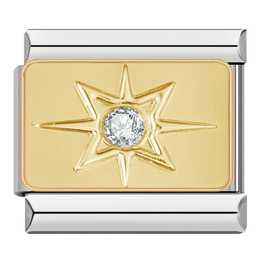 Gold Star with Crystal Italian Silve Charm