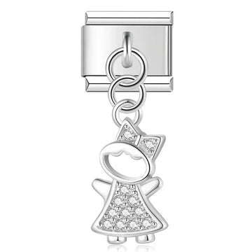 Crystal Girl v5 Italian Dangle Sliver Charm