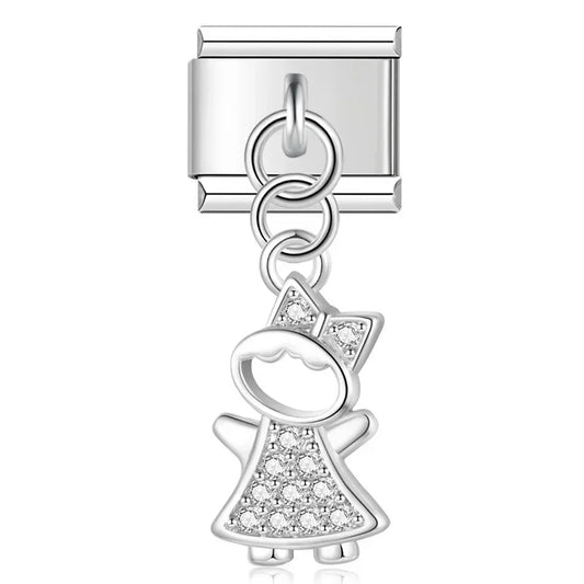 Crystal Girl v5 Italian Dangle Sliver Charm