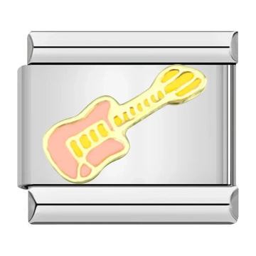 Pink Guitar Italian Silver Charm