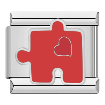 Heart Piece in Puzzle Italian Silver Charm