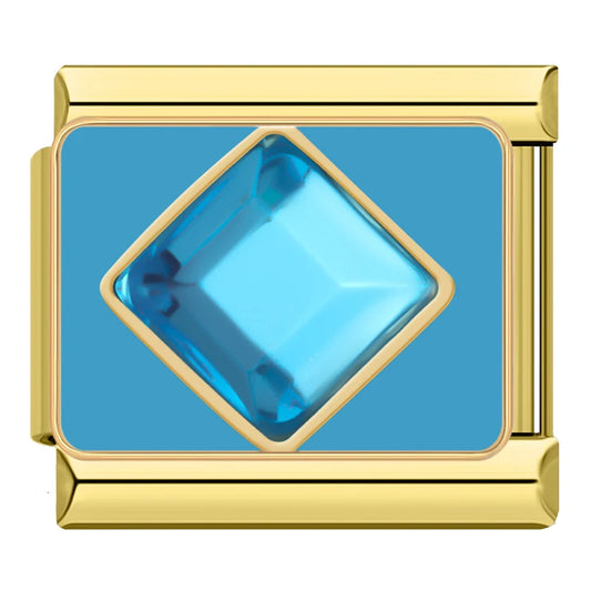 Diamond Blue Eternal Italian Gold Charm