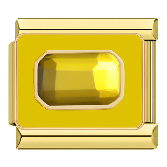 Rectangular Yellow Eternal Italian Gold Charm