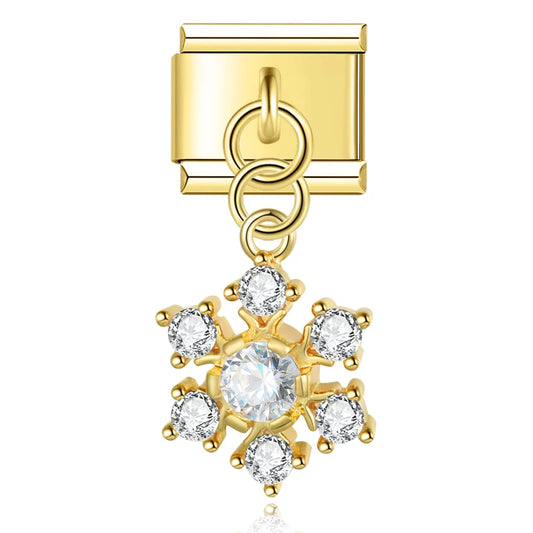 Gold Snowflake Italian Dangle Gold Charm