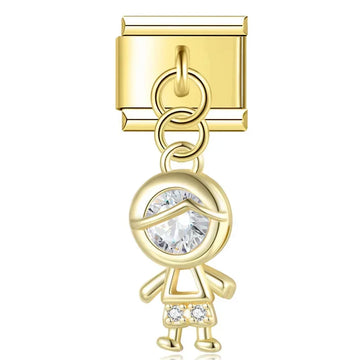 Crystal Man  v4 Italian Dangle Gold Charm