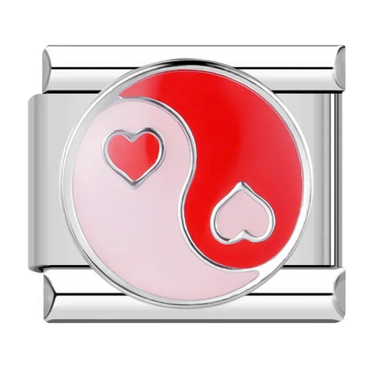 Red Yin-Yang Italian Silver Charm