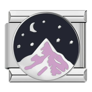 Mountain at Night Italian Silver Charm