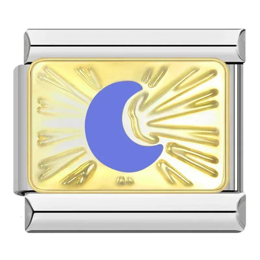 Gold Crescent Moon Italian Silver Charm