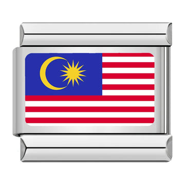 Malaysia Country Flag Italian Silver Charm