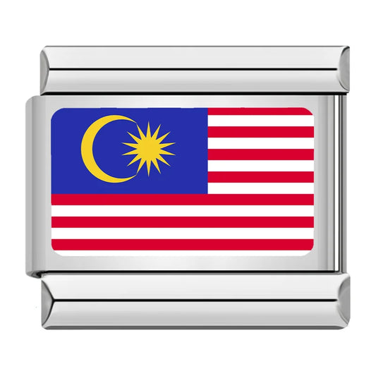Malaysia Country Flag Italian Silver Charm