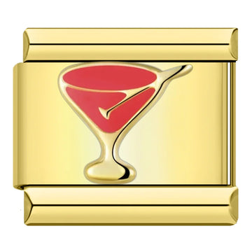 Martini Cocktail Glass Italian Gold Charm