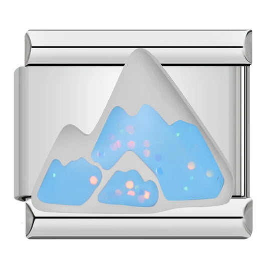 Green Mountain And Snow Italian Silver Charm