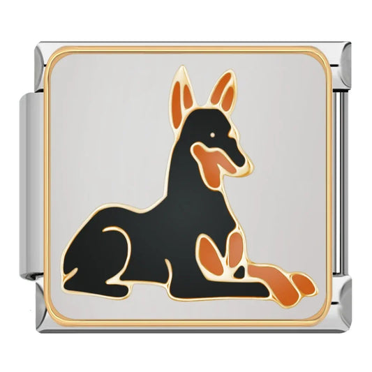 Doberman Dog Italian Silver Charm