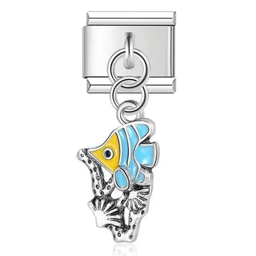 Angelfish Italian Dangle Silver Charm