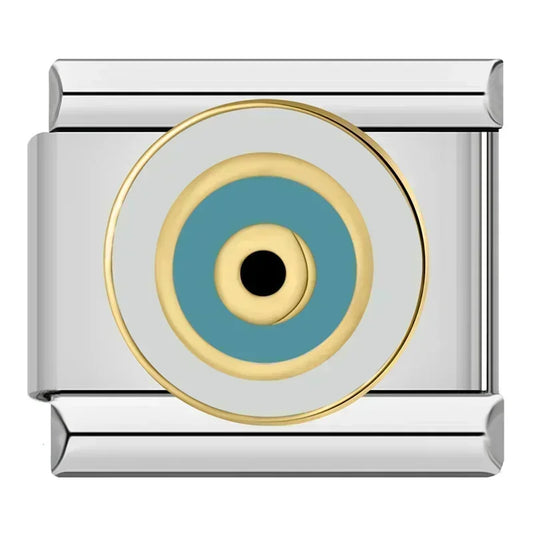 Gold and Blue Evil Eye Italian Silver Charm