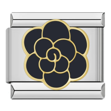 Black Rose Italian Silver Charm