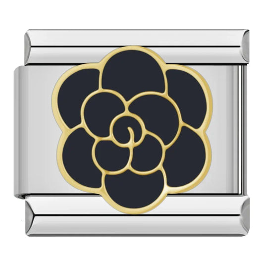 Black Rose Italian Silver Charm