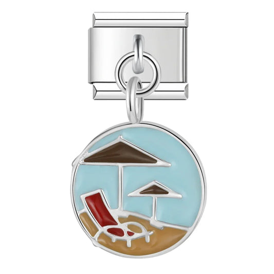 Beach Italian Dangle Silver Charm